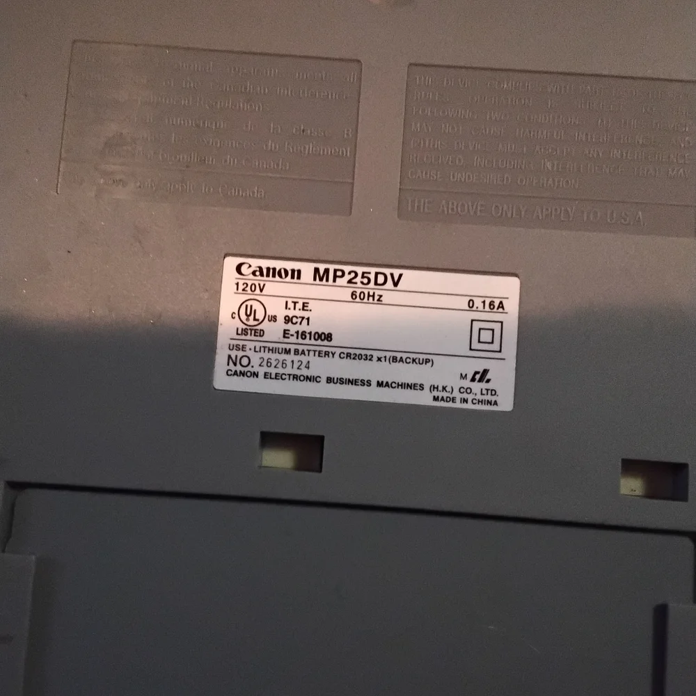 Canon MP25DV Desktop Calculator And Clock